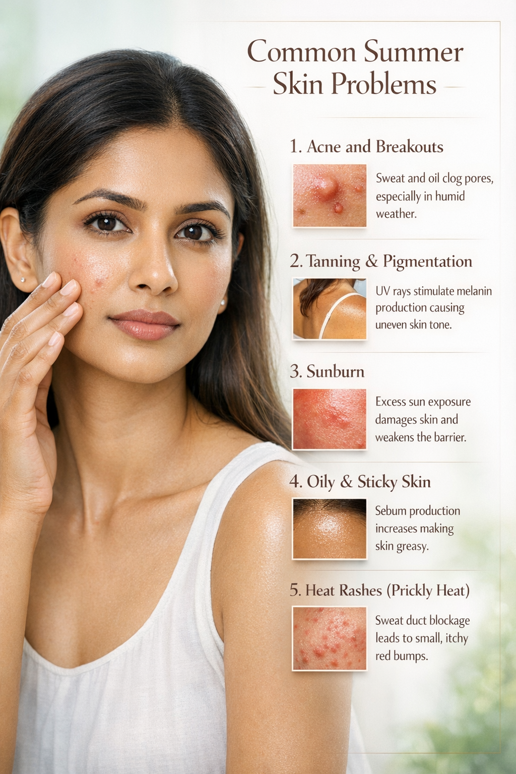 Summer skincare essentials including sunscreen and lightweight products