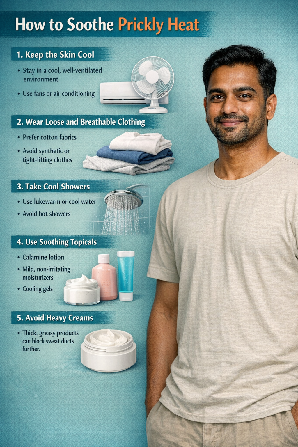 Cooling indoor setup with fan and ventilation for summer skin care