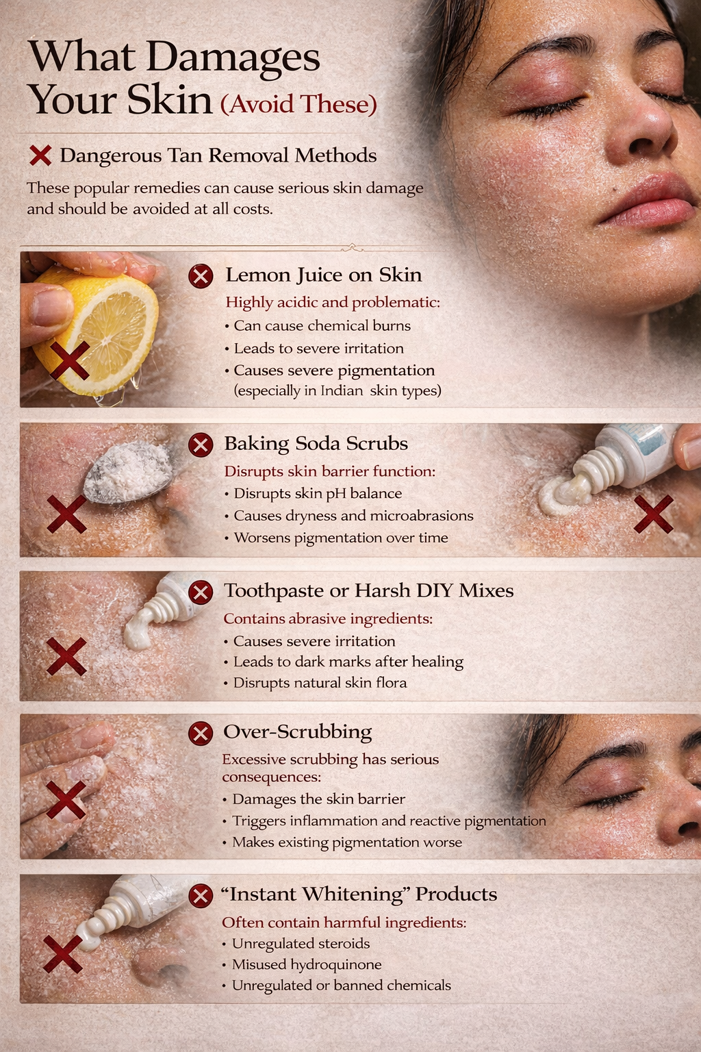 Brightening skincare products used for gradual tan removal