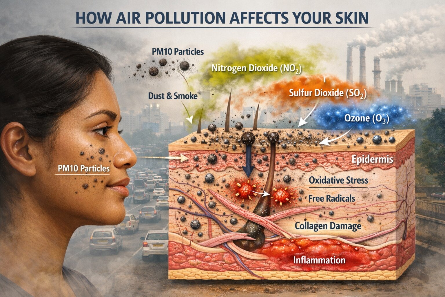 Air pollution in a city